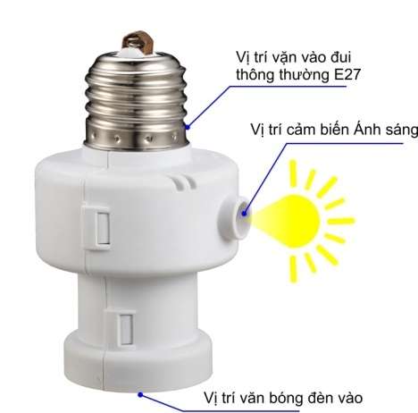 Đui đèn cảm ứng ánh sáng sử dụng đui đèn E27
